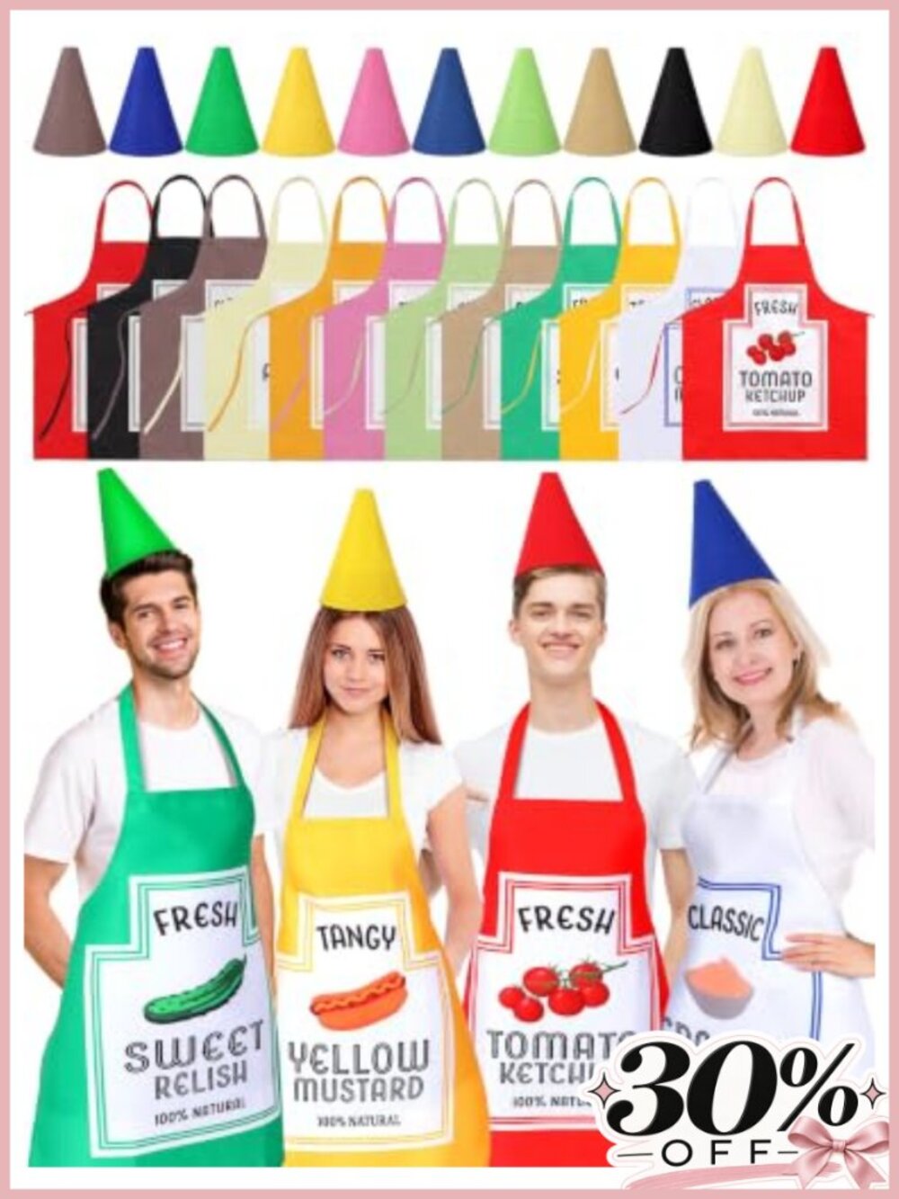 Halloween Condiment Costume Set 12 Felt Aprons & Hats Food Group Cosplay